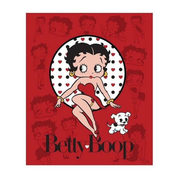New Red Betty Boop Silhouette Plush Fleece Throw Gift Blanket Cartoon Pudgy SOFT - Picture 1 of 3